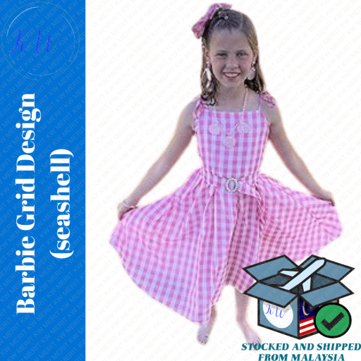 Costume Barbie Grid Design Kids Cosplay Sleeveless - image 2