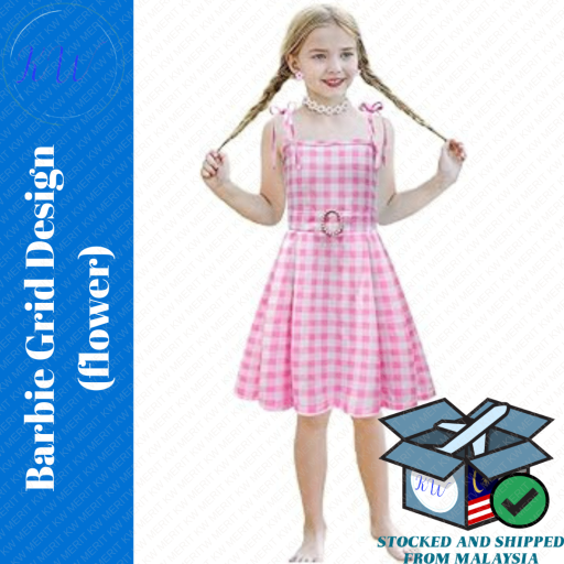 Costume Barbie Grid Design Kids Cosplay Sleeveless - image 1