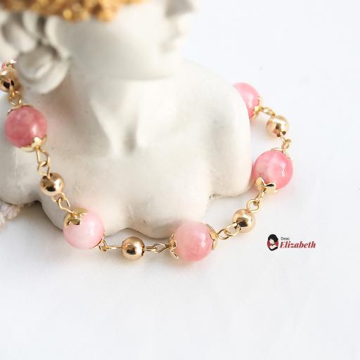 Lady Penelope Pink Jade Regency Chained Bracelet - image 1