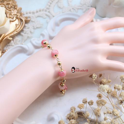 Lady Penelope Pink Jade Regency Chained Bracelet - image 2