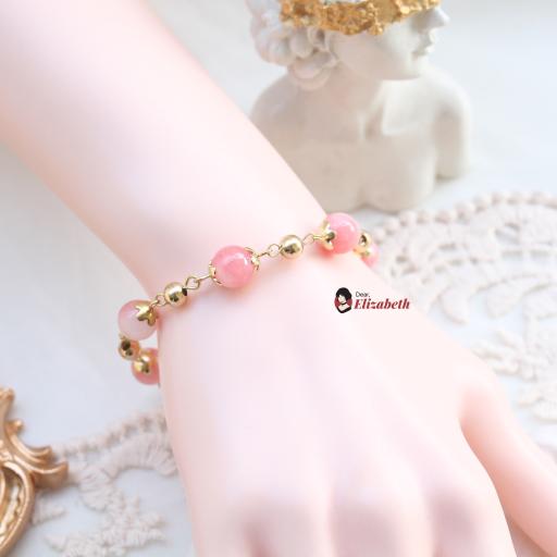 Lady Penelope Pink Jade Regency Chained Bracelet - image 3