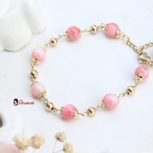 Lady Penelope Pink Jade Regency Chained Bracelet - image 4