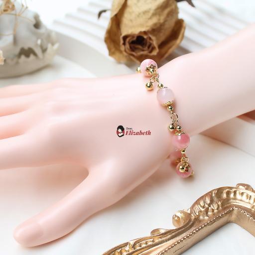 Lady Julia Pink Jade Regency Chained Bracelet - image 2