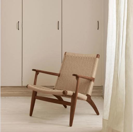 Scandinavian Brown Frame Lounge Chair - image 2
