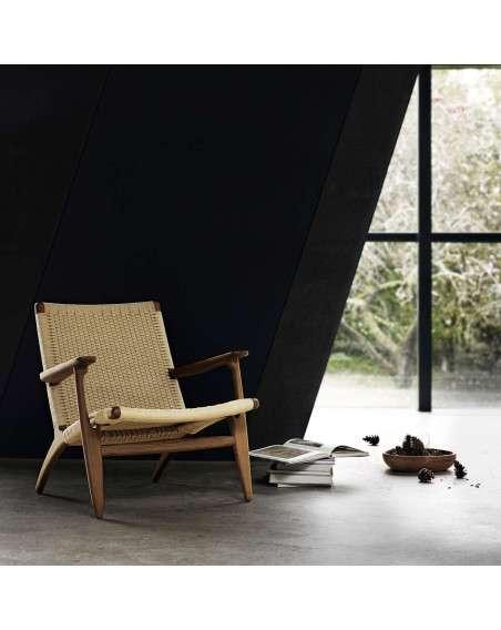 Scandinavian Brown Frame Lounge Chair - image 4