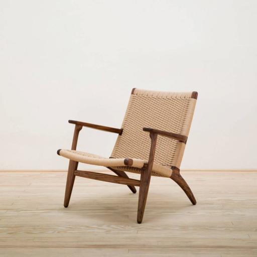 Scandinavian Brown Frame Lounge Chair - image 5