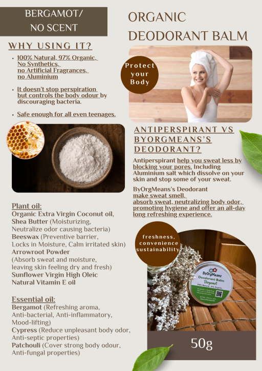 ByOrgMeans Organic Deodorant Balm 50g (Bergamot) - image 3