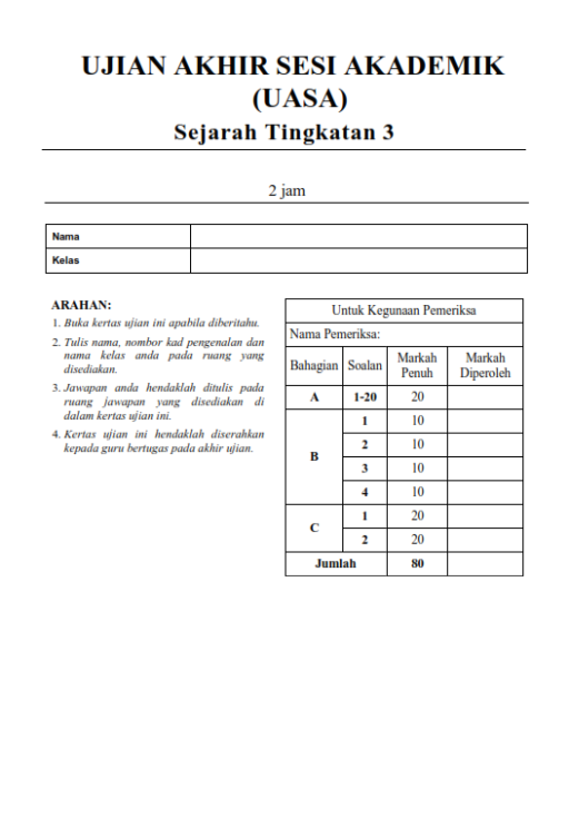 RAMALAN PECUTAN SEJARAH TINGKATAN 3 - image 3