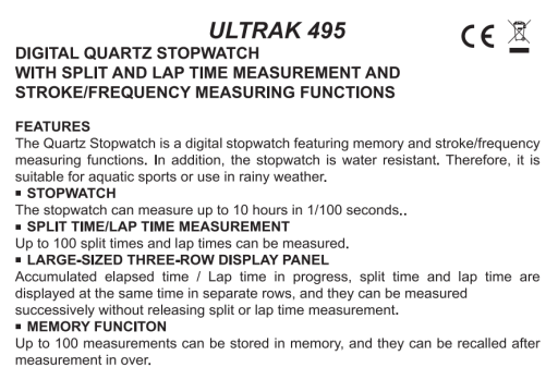 ULTRAK 495 100 Dual Split Recallable Memory Stopwatch - image 3