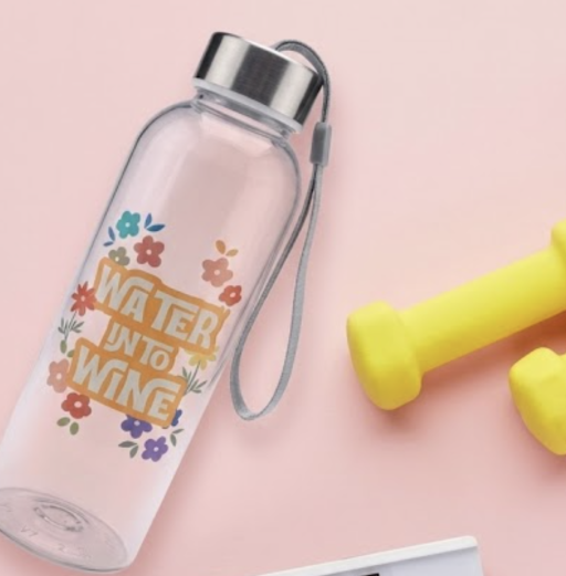 "Water Into Wine" Floral Clear Water Bottle - image 1