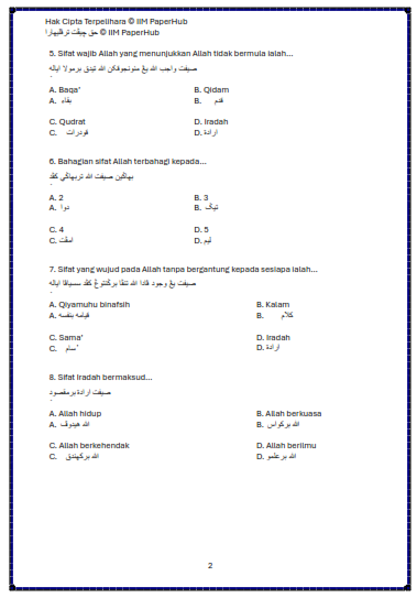 RAMALAN SRA TAUHID TAHUN 5 PEPERIKSAAN AKHIR TAHUN - image 5