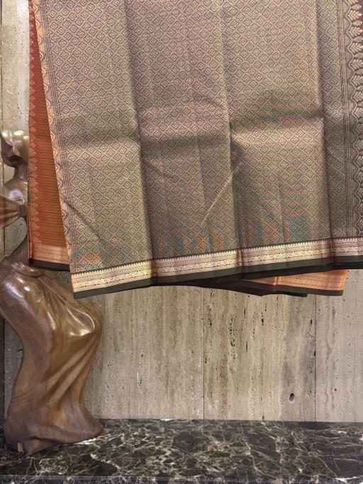 Lightweight Soft Silk Pure Kanchipuram in Burnt Orange - image 3