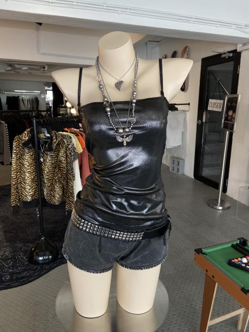Early 00's Y2K Metallic Silver Cami Top by Michel Klein, Japan - image 1