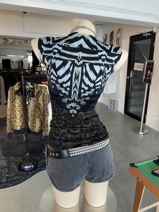 Authentic Early 00's Y2K Abstract Animal Print Ruched Top by Roberto Cavalli, Italy - image 2