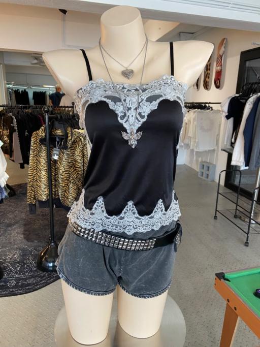 Early 00's Y2K Lace Trim Cami Top - image 1
