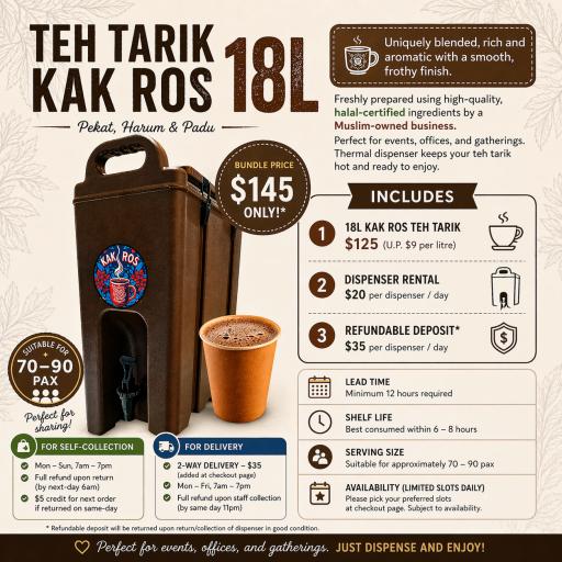 Kak Ros Signature Teh Tarik 12L | Cambro Thermal Dispenser - image 2