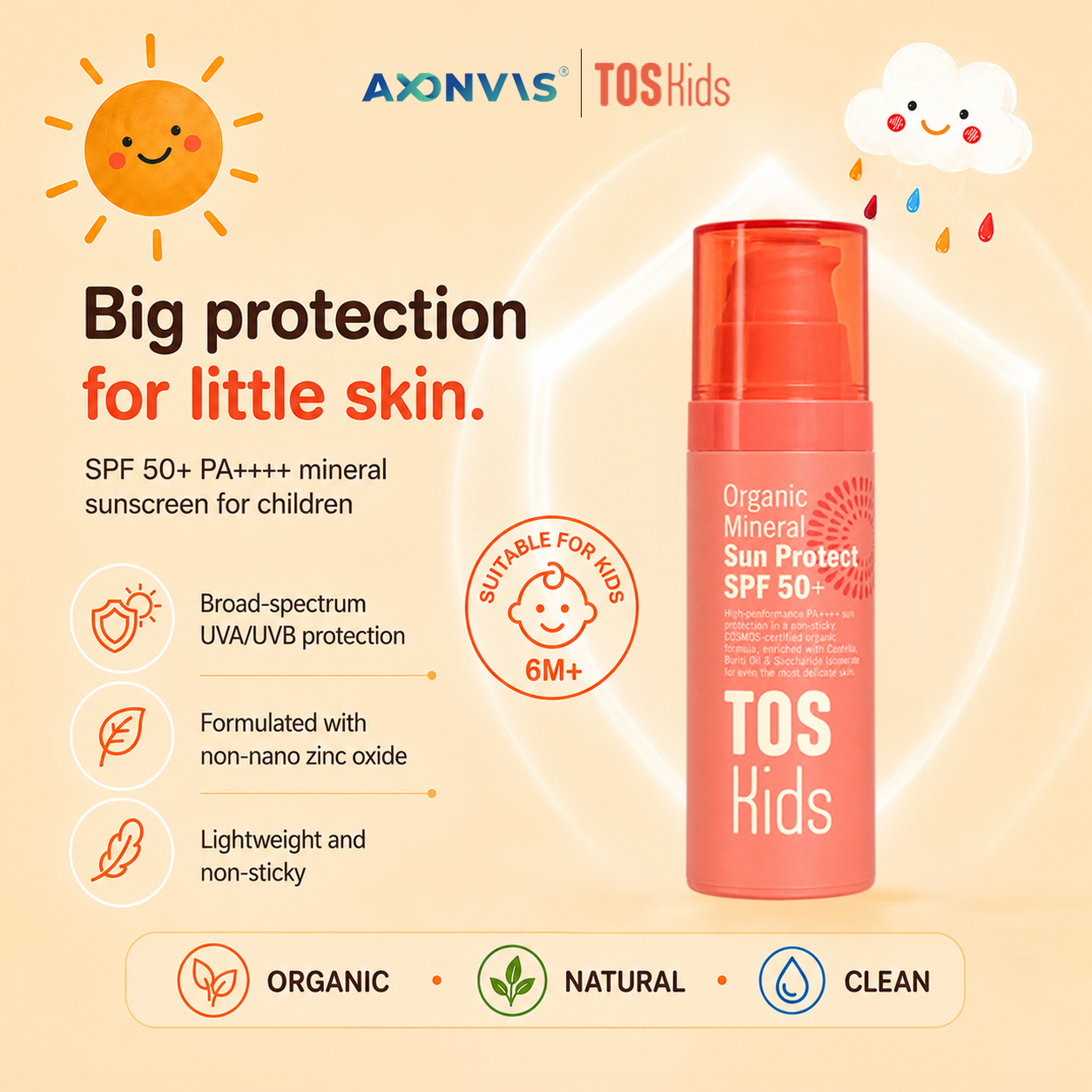 TOS Kids Organic Mineral Sun Protect SPF 50+ PA++++