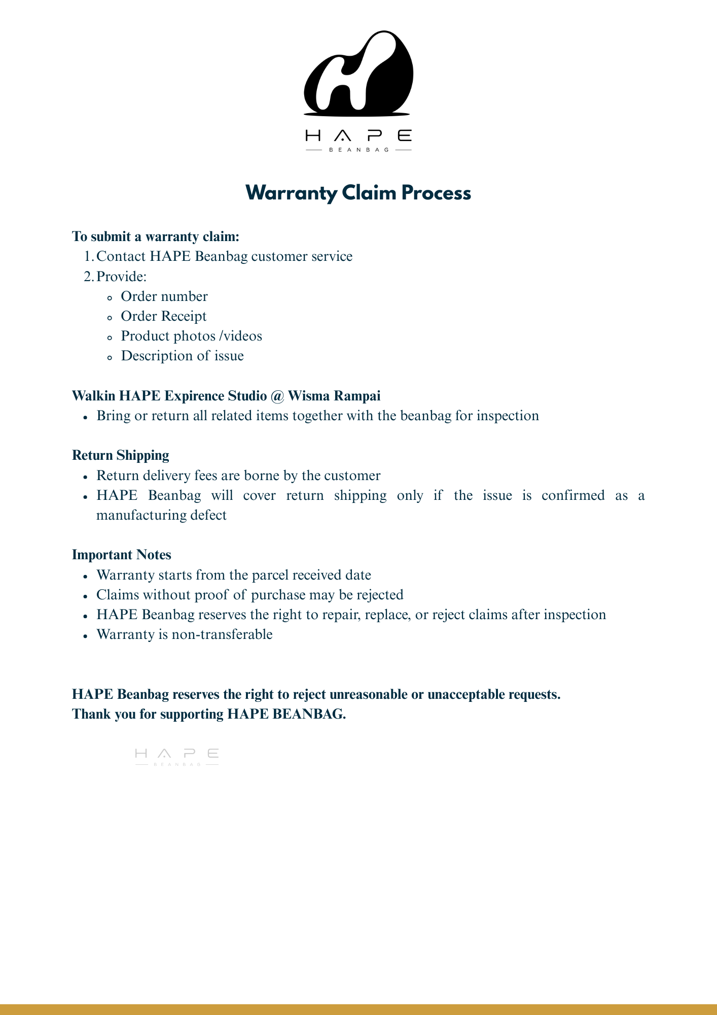 warranty claim