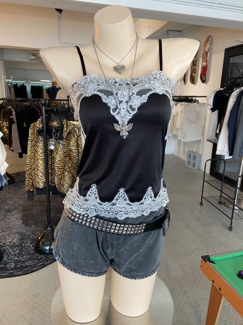 Early 00's Y2K Lace Trim Cami Top
