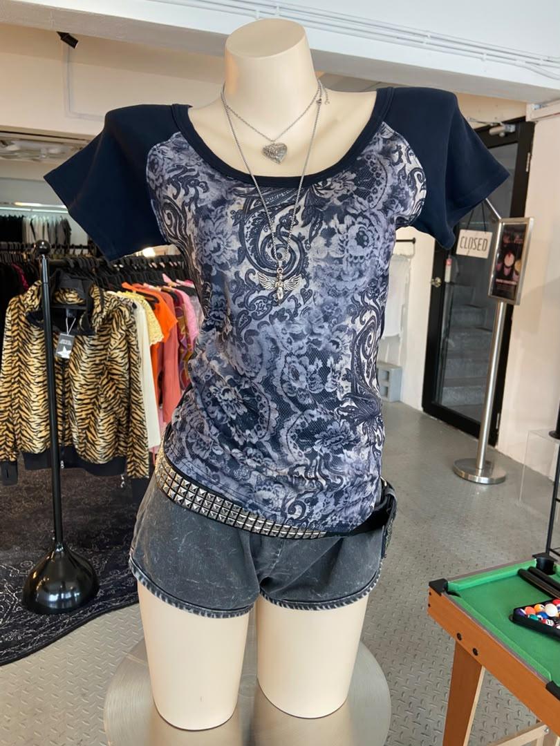 Early 00's Y2K Paisley Print Top
