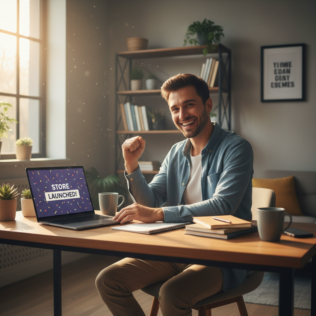 New business owners launching their first Shopify store