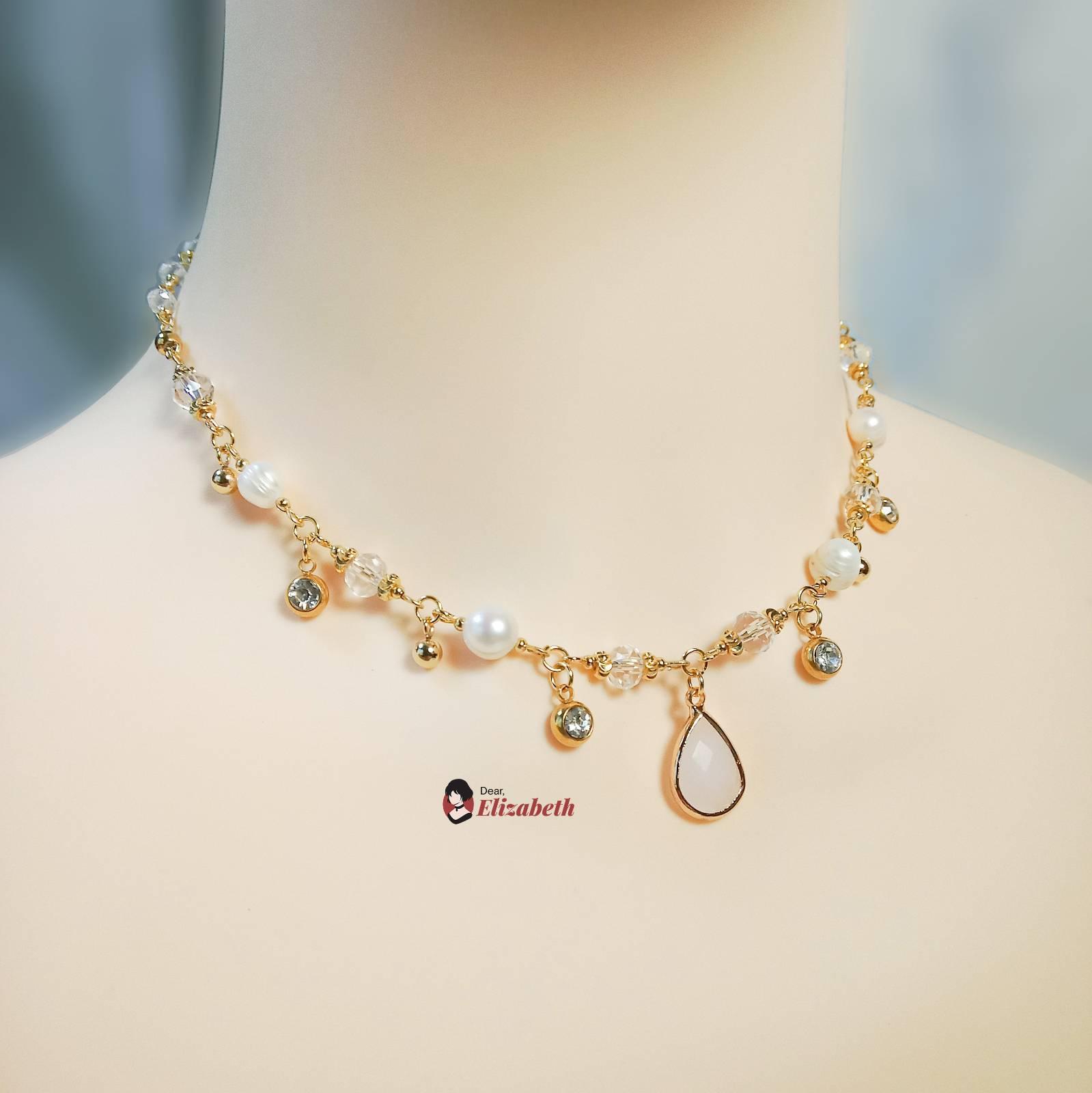 Lady Elena Freshwater Pearls and Opal Crystals Jewelry