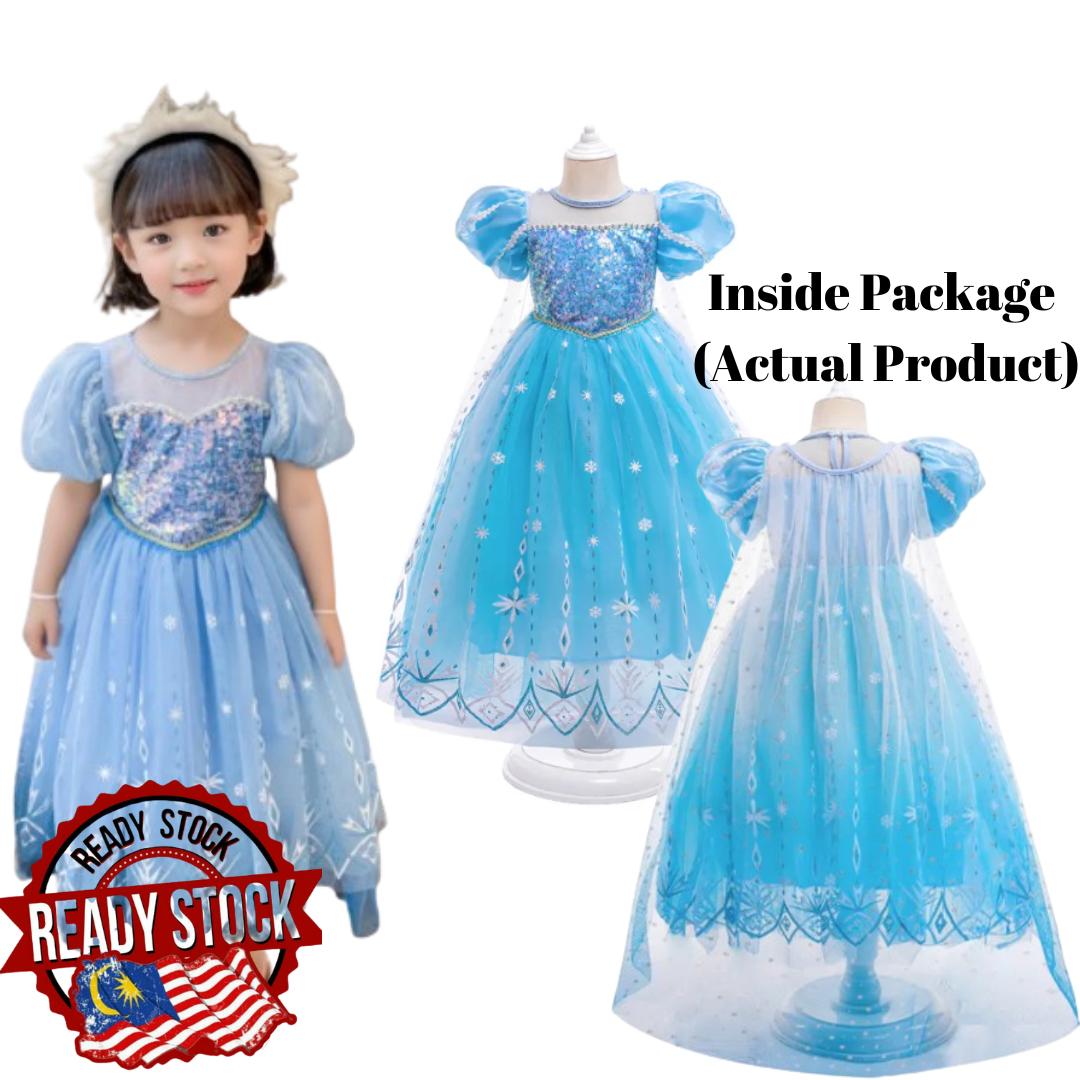 Kids Girls Frozen Queen Elsa Princess Dress Costume Party Fancy Dress