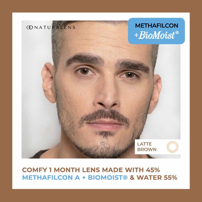 Naturalens Latte Brown Monthly Softlens Biomoist (1PC/SEBELAH) Contact Lens (0 sd -10) normal minus