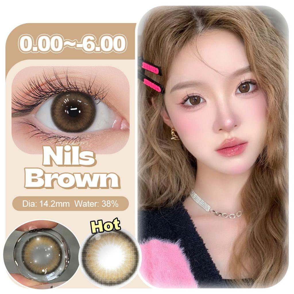 [0.00~-6.00] Magister softlens minus NILS normal 14.2 mm Gray sepasang Cocok untuk riasan Korea