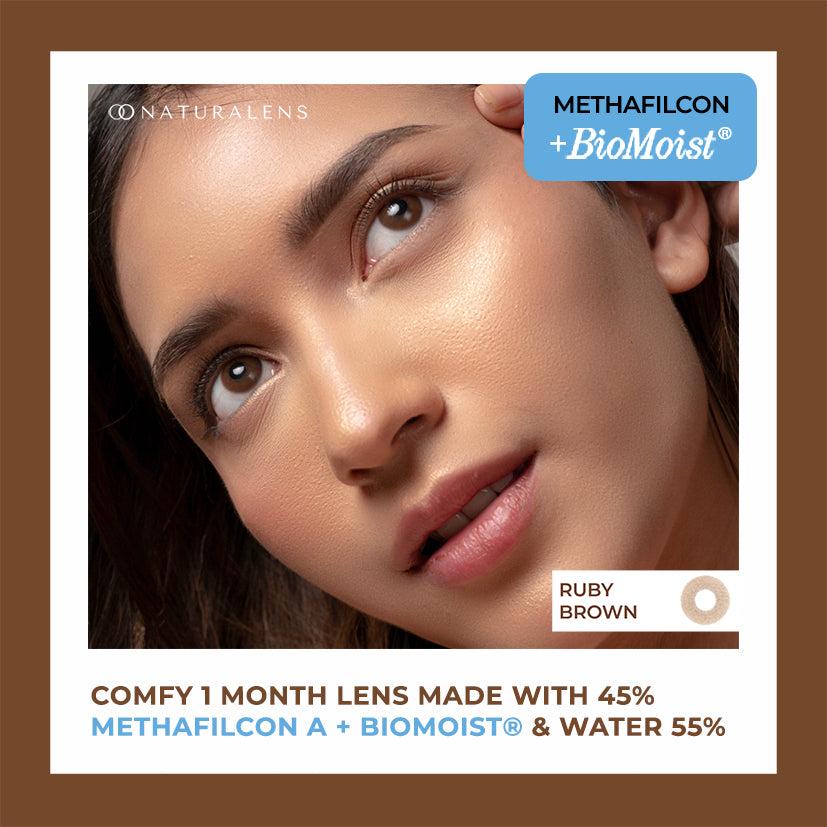 Naturalens Ruby Brown Monthly Softlens BioMoist (1PC/SEBELAH) Contact Lens (0 sd -10) normal minus