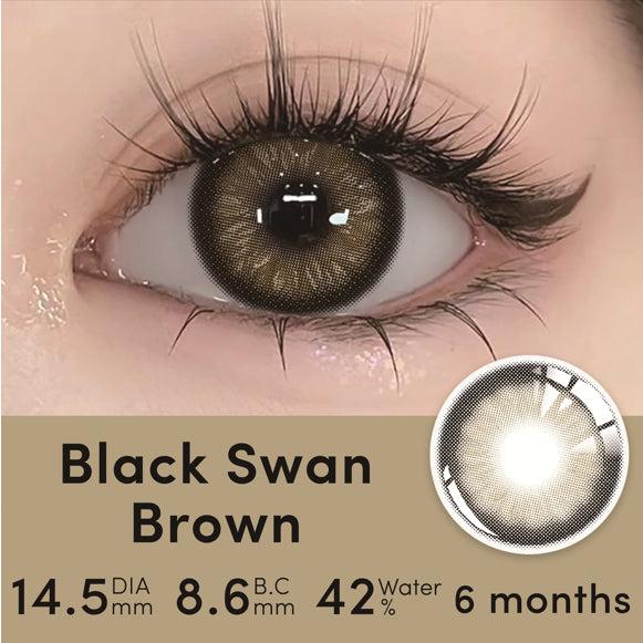 UYAAI Softlens 14.5MM Normal Mata Korea Seri Black Swan Sepasang Lensa Kontak 6 Bulan