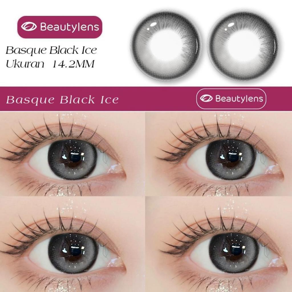 BEAUTYLENS Live22 Basque Black Ice 14.2mm | Black & Milky White Colored Lenses | Minus Powers