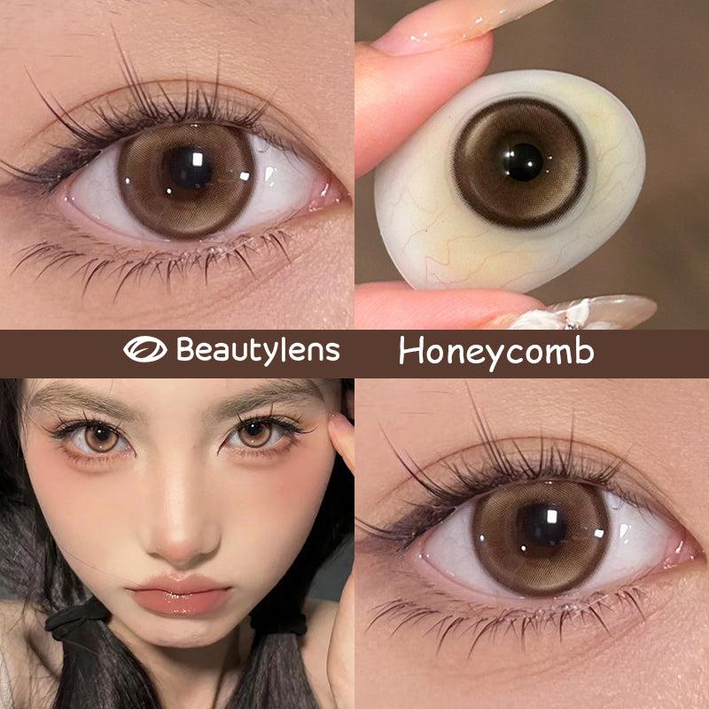 BEAUTYLENS Honeycomb Milk Tea 14.2mm | Brown Colored Lenses | 0.00 to -8.00 | Yearly Universal Fit