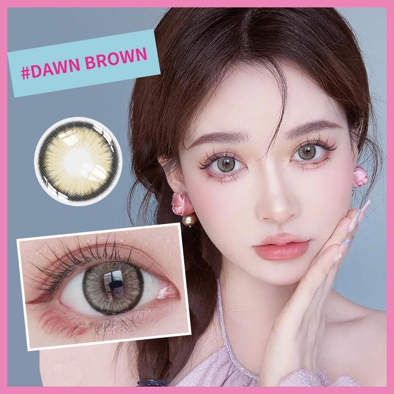 MysticEyes Brown Series Colored Contact Lenses - Power Range: 0.00 to -6.00 - Includes 1 Pair Lenses, 60ml Lens Solution, and