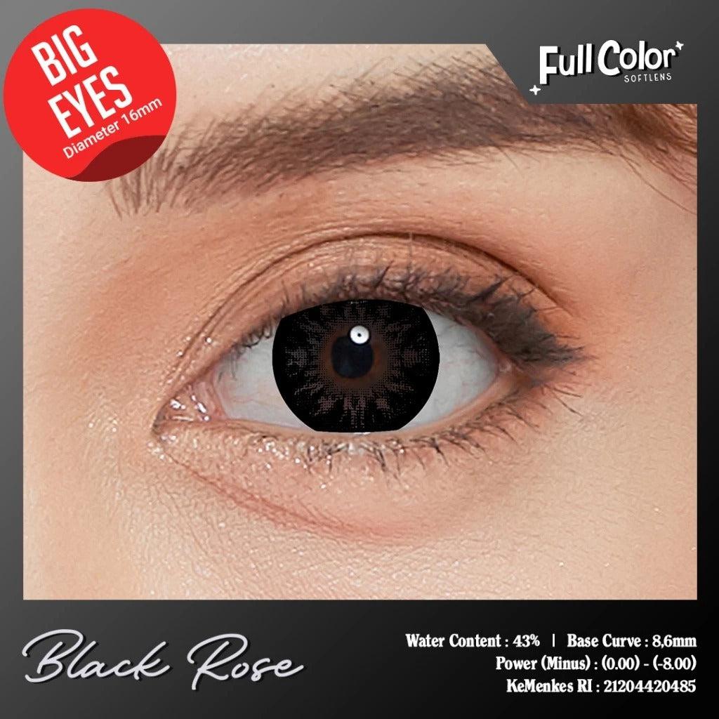 Softlens Full Collor Black Rose Nebula Black - Diameter 16mm Water Content 43%, Base Curve 8.6mm