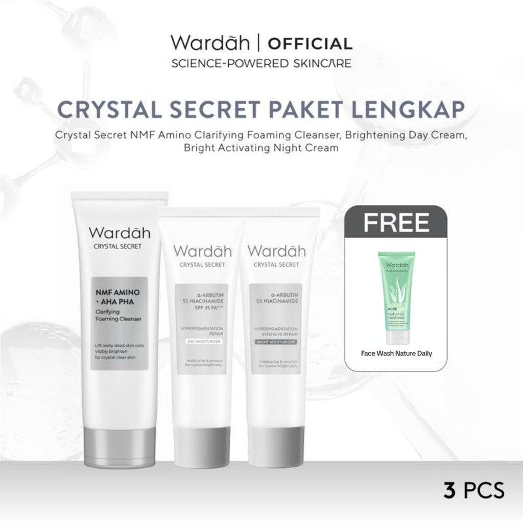 [EXCLUSIVE EKA MULYANI] WARDAH Paket Crystal Secret Lengkap - Crystal Secret NMF Amino + AHA PHA Clarifying Foaming Cleanser, C…