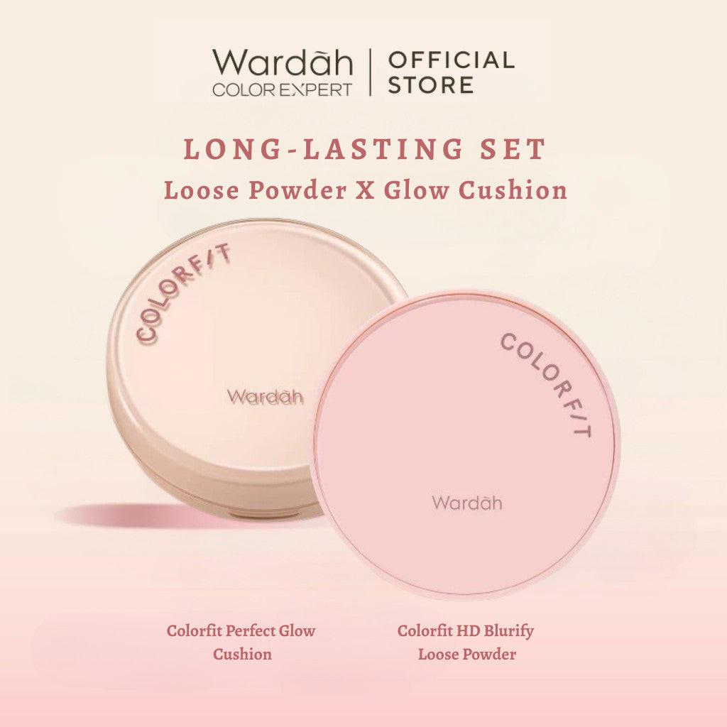 WARDAH Colorfit HD Blurify Loose Powder + Colorfit Perfect Glow Cushion / Colorfit 5D Blur Cloud Cushion - Bedak Tabur Tahan Mi…