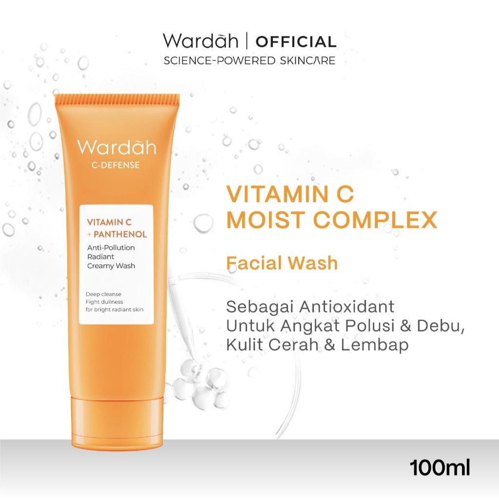 WARDAH C-defense Vitamin C + Panthenol Anti-Pollution Radiant Creamy Wash 100 ml - Facial Wash dengan Vitamin C + Panthenol - P…