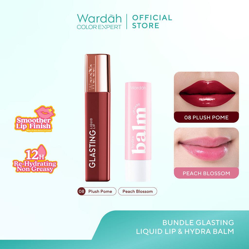 [BUNDLE] WARDAH Paket Hydrabalm Lip Care Peach Blossom 4 g + Glasting Liquid Lip / Matte Lip Cream - Lip Balm, Lip Cream, Lip G…