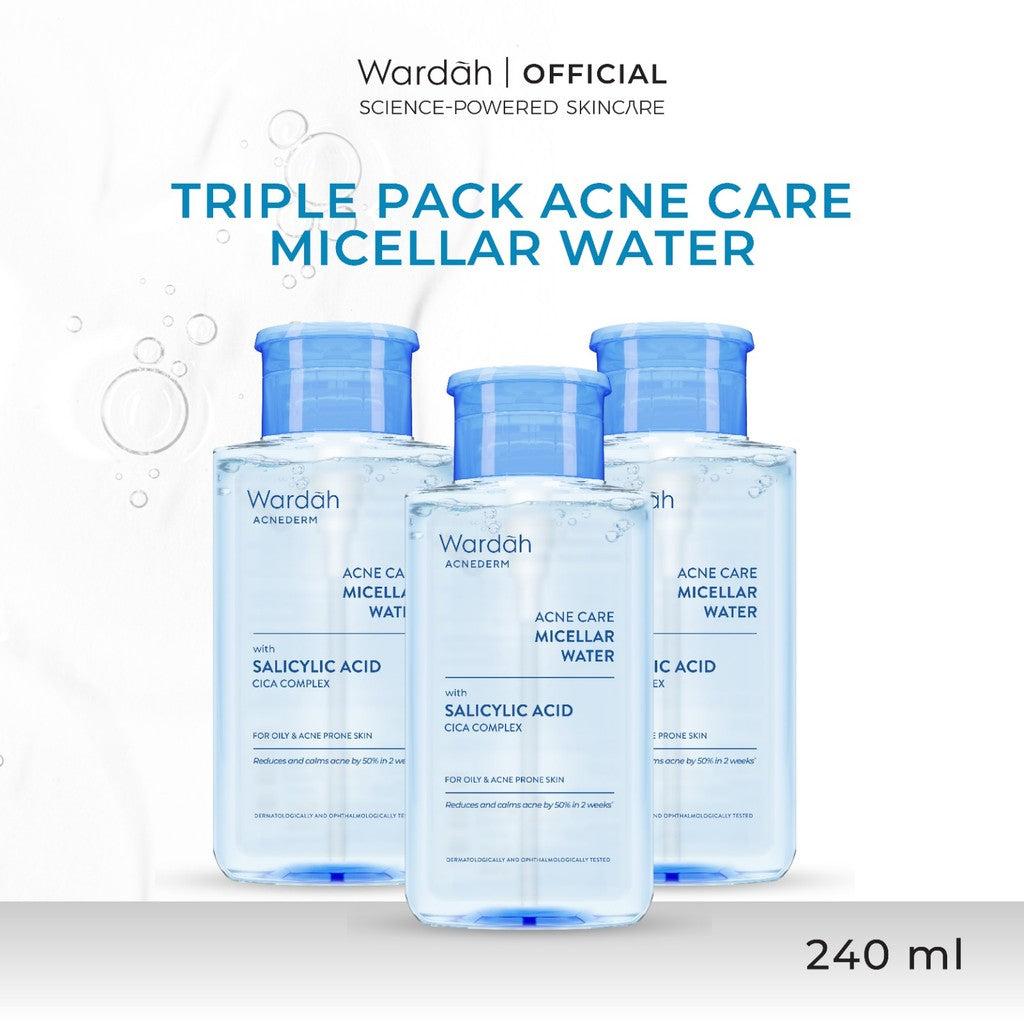 [TRIPLE PACK] WARDAH Micellar Water 240 ml (Perfect Bright, Nature Daily, Lightening Oil, Acnederm) - Pembersih Make Up Waterpr…