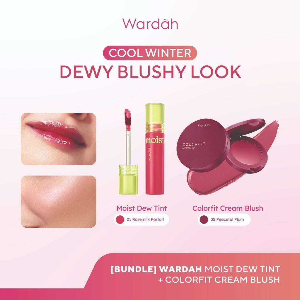 [BUNDLE] WARDAH Cool Winter: Dewy Blushy Look! Moist Dew Tint + Colorfit Cream Blush - Liptint with Oatmilk dan Pentavitin - Bi…
