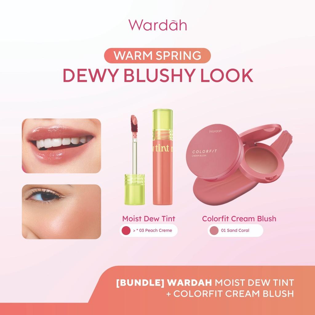 [BUNDLE] WARDAH Warm Spring: Dewy Blushy Look! Moist Dew Tint + Colorfit Cream Blush - Liptint with Oatmilk dan Pentavitin - Bi…
