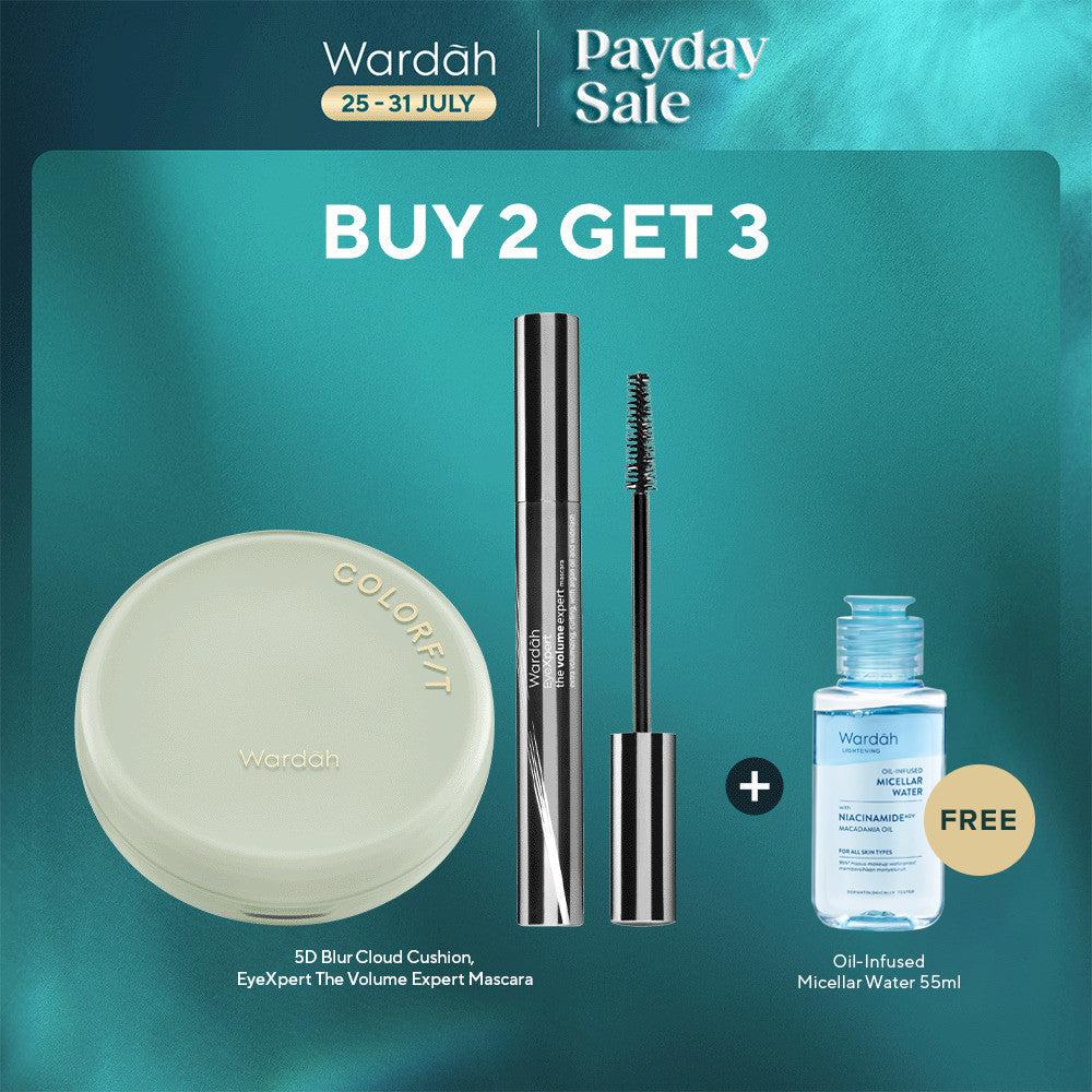 [BUNDLE HEMAT] Wardah Paket EyeXpert The Volume Expert Mascara + 5D Blur Cloud Cushion FREE Micellar Water 55ml - Mascara Water…