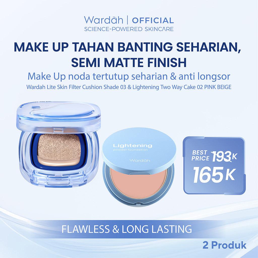 [NEW BUNDLE] Wardah Lite Skin Filter Cushion 11 g - Makeup Ringan Tahan 8 Jam Flawless Coverage Powder Foundation Glad Setting…