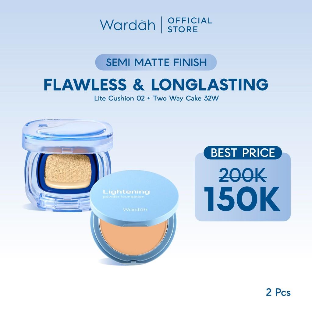 WARDAH Paket Make Up Tahan Seharian & Semi Matte Finish | Noda Tertutup Seharian, Anti Longsor, Medium Coverage, Flawless, Long