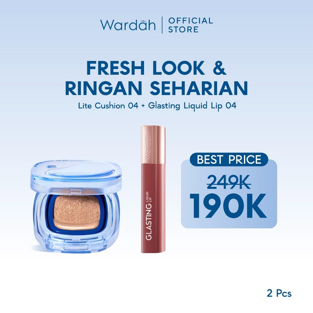 WARDAH Paket Make Up Ringan Sepanjang Hari | Fresh Look, Flawless, Tahan Lama | Light+ Lite Skin Filter Cushion + Best Seller L…