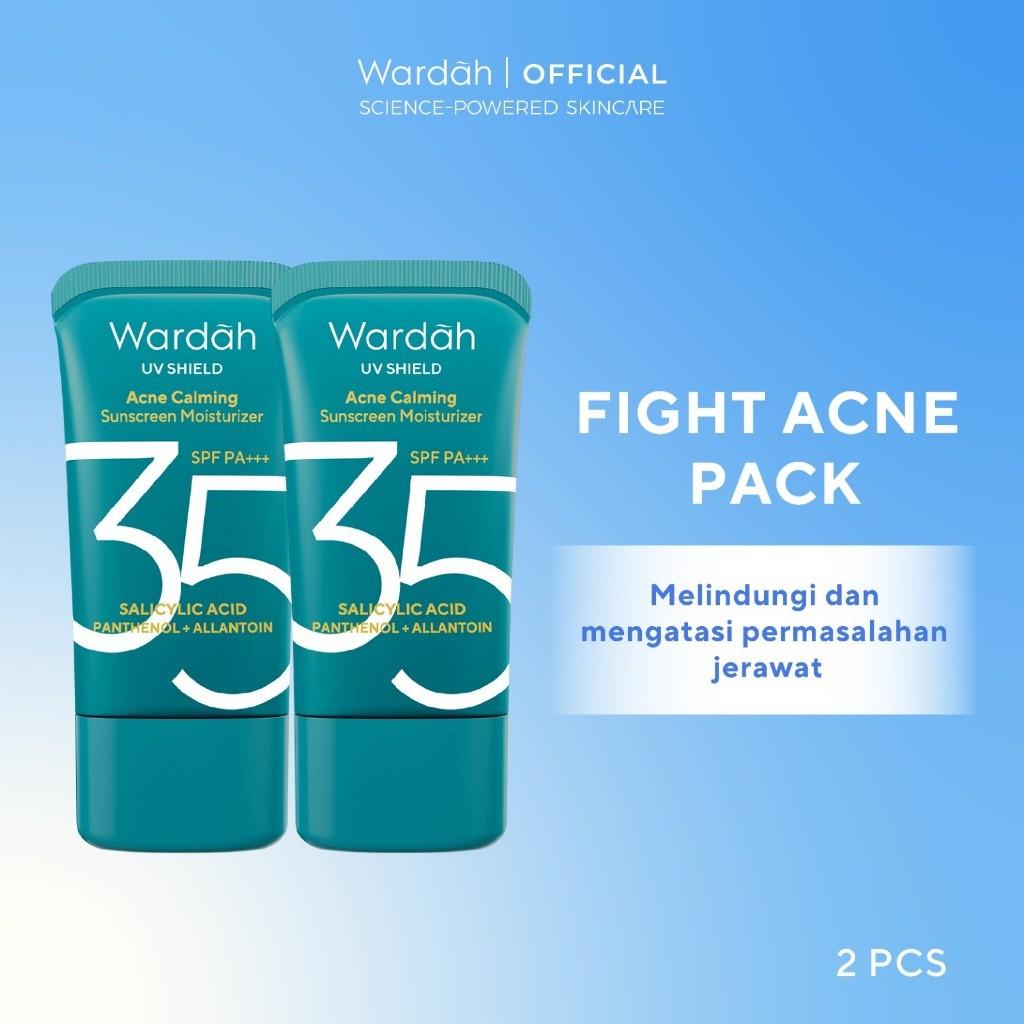 TWINPACK Wardah UV Shield Airy Smooth, Acne Calming, Aqua Fresh, Essential, Tone Up, Physical Sunscreen - Skincare