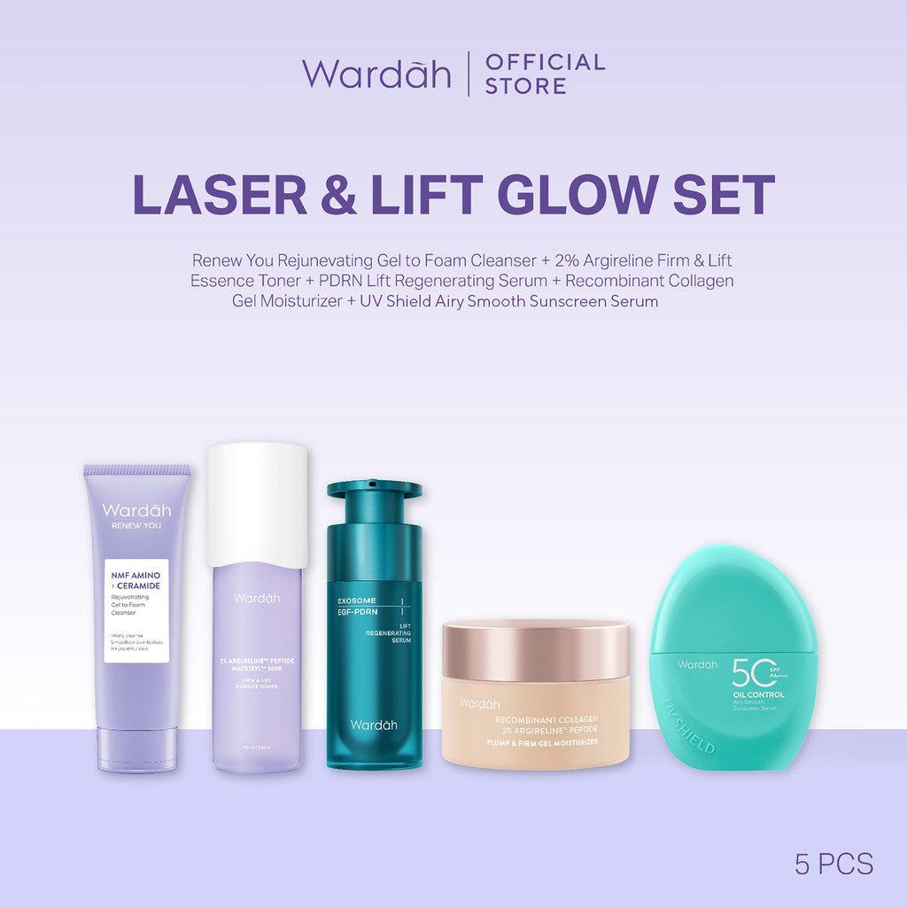 Wardah [5 pcs] Paket Skincare Solusi Masalah Kulit - Face Wash, Moisturizer, Serum, Sunscreen, & Toner (Acnederm, Cica, Panthen…