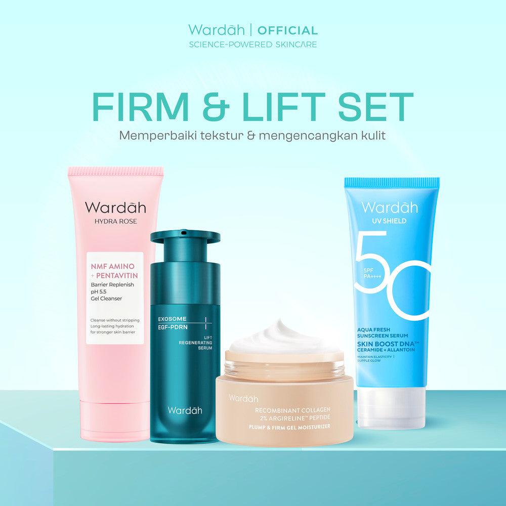 Wardah Paket 4 pcs Skincare Solusi Masalah Kulit - Face Wash, Moisturizer, Serum, & Sunscreen (Acnederm, Cica, Panthenol, UV Sh…