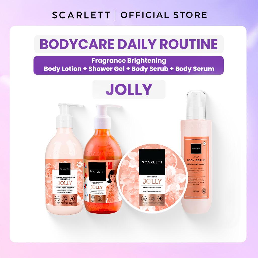 SCARLETT 4in1 Bodycare Daily Routine Body Scrub + Shower Scrub + Body Serum + Body Lotion Paket Sehari-hari Mencerahkan Kulit |